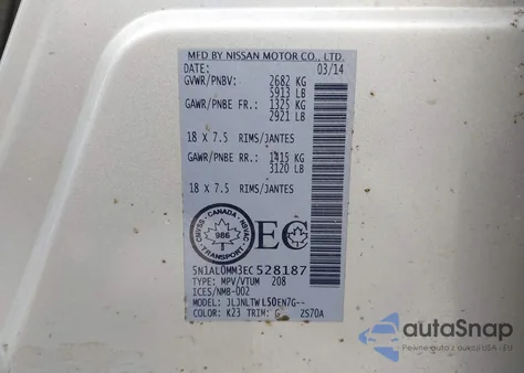 2014 Infiniti Qx60 from USA, damaged, VIN 5N1AL0MM3EC528187